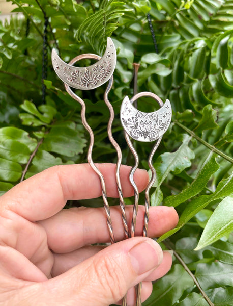 Bronze Hair Fork with Moon