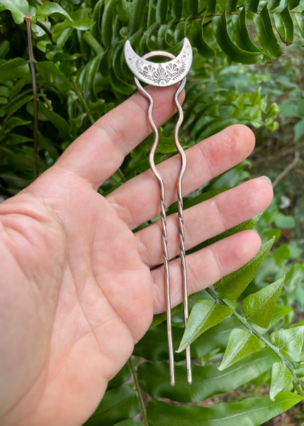 Bronze Hair Fork with Moon