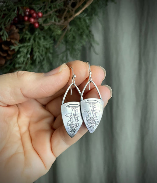 Toadstools and Crystals Sterling Earrings