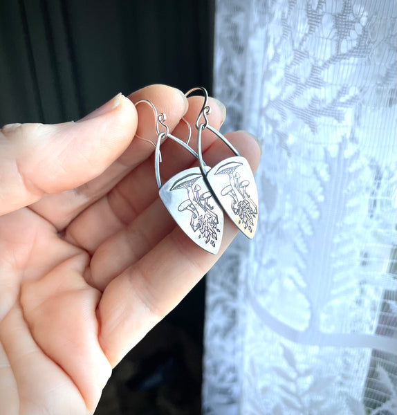 Toadstools and Crystals Sterling Earrings