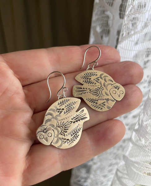 Made to order- Owl Earrings in Bronze