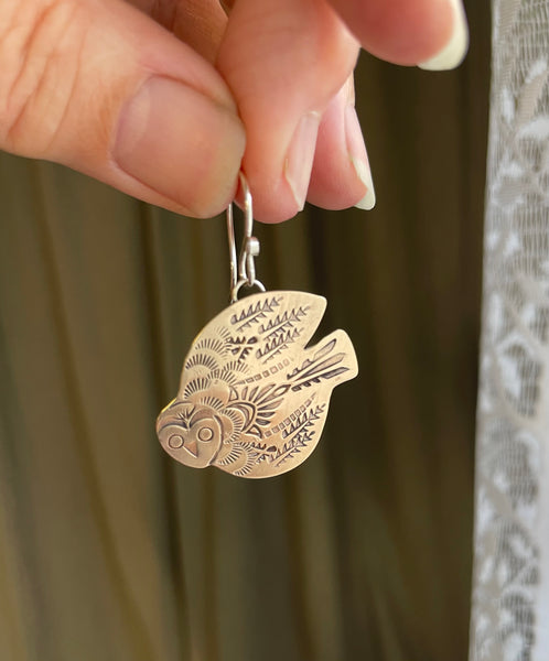 Made to order- Owl Earrings in Bronze