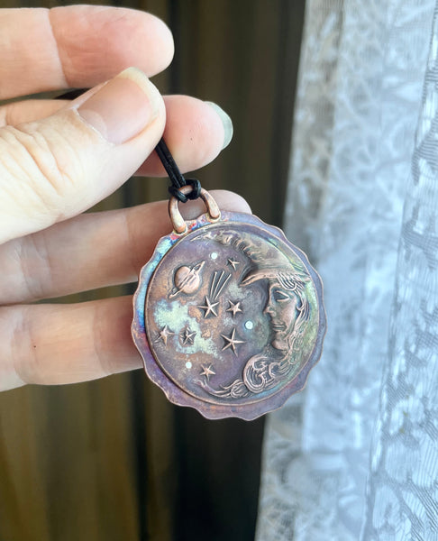 Wizard or Witch? Reversible Copper Pendant