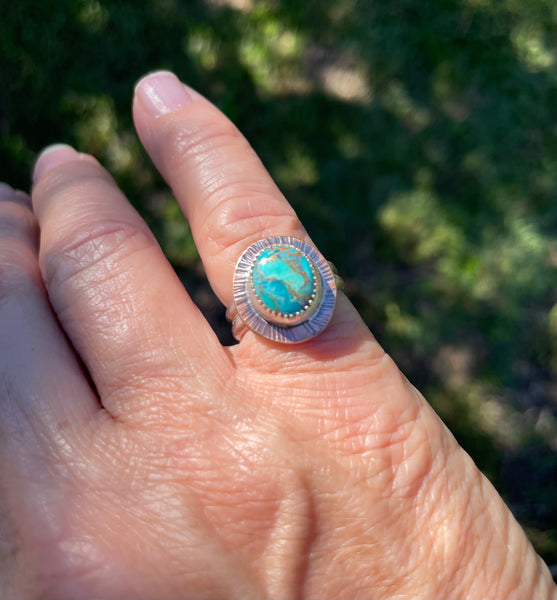 Turquoise Ring with Copper￼ and Sterling