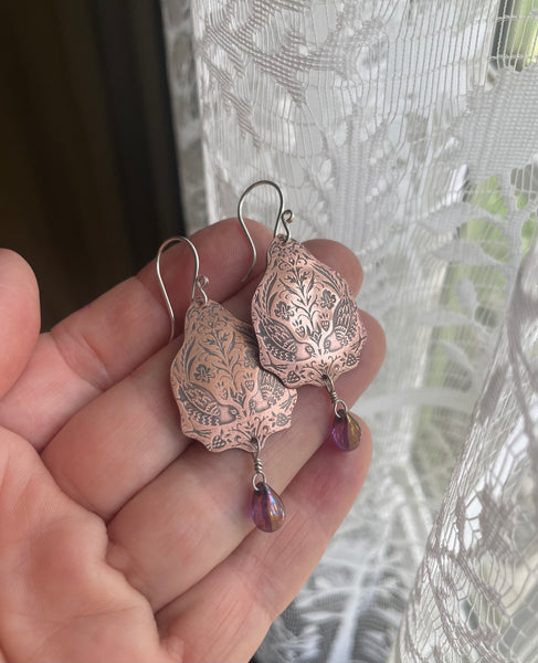 Copper Bird Earrings