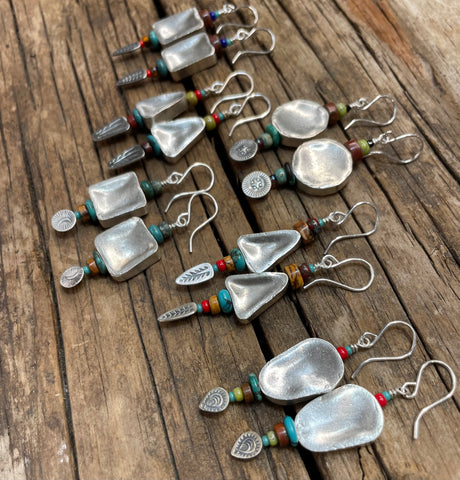 Chunky Boho Silver Earrings