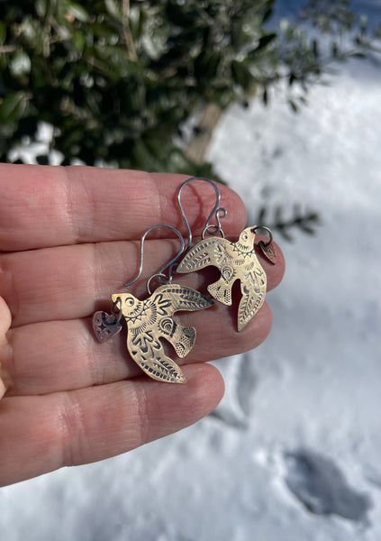 Made to Order- Peace Dove with Heart Earrings