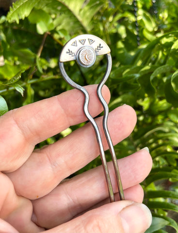 Bronze Hair Fork with Sterling Accent