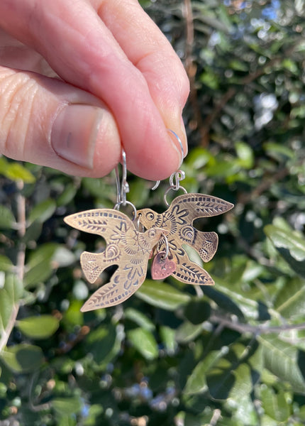 Made to Order- Peace Dove with Heart Earrings