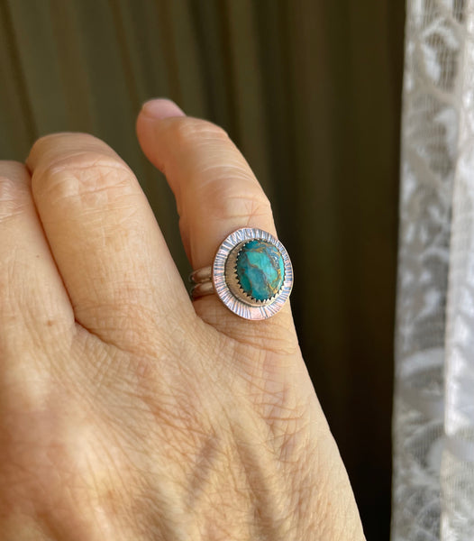 Turquoise Ring with Copper￼ and Sterling