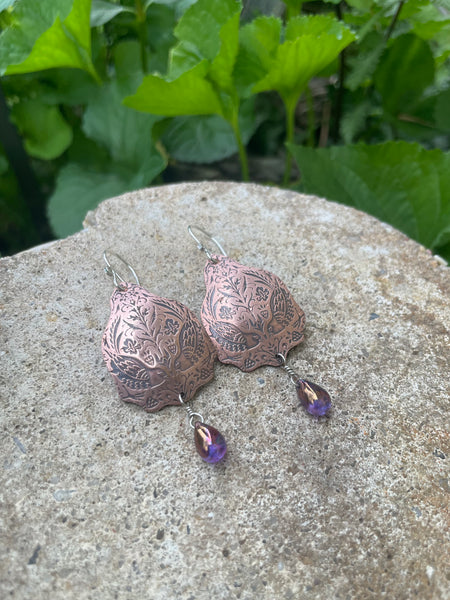 Copper Bird Earrings