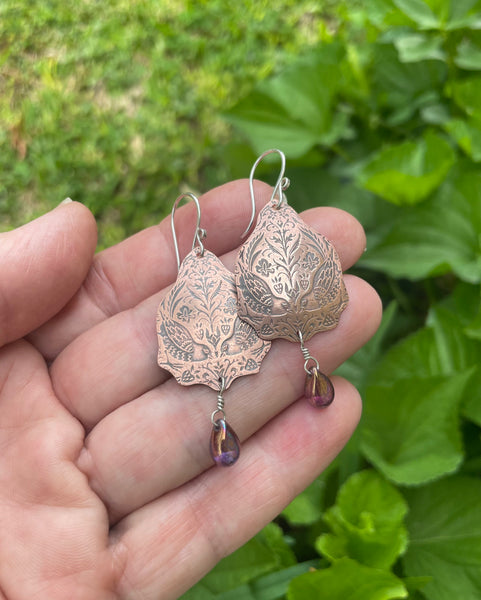 Copper Bird Earrings