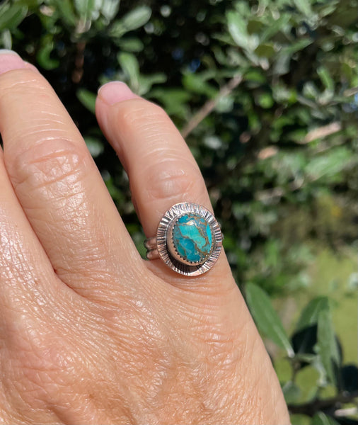 Turquoise Ring with Copper￼ and Sterling