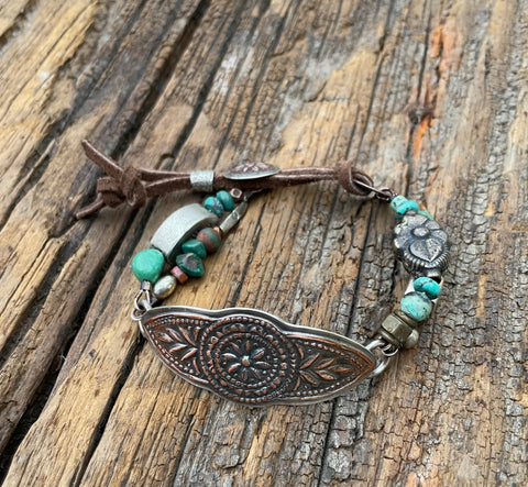 Copper Mandala Chunky Boho Bracelet