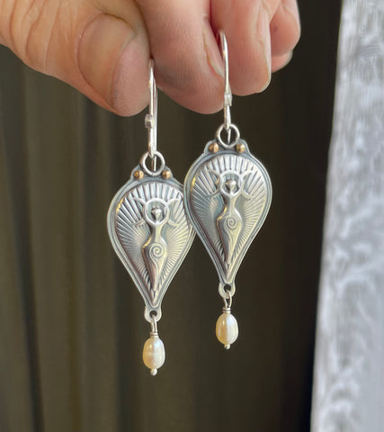 Goddess Earrings with Pearls