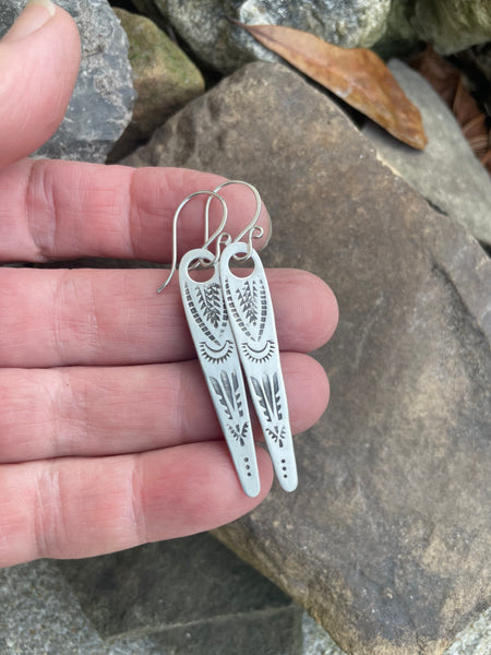 Sterling Stamped Dangle Earrings