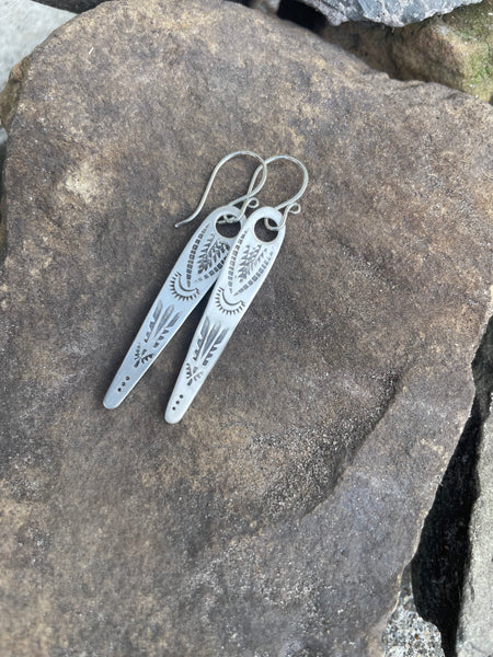 Sterling Stamped Dangle Earrings