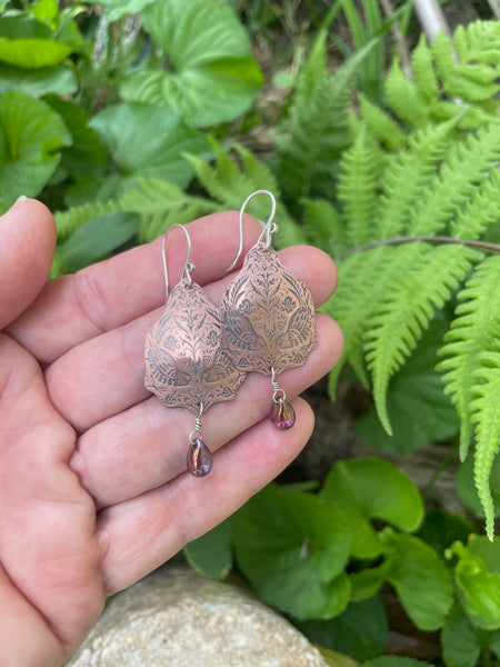 Copper Bird Earrings