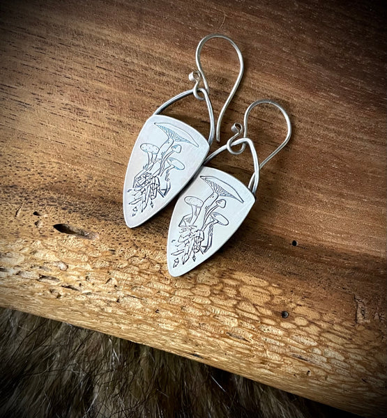 Toadstools and Crystals Sterling Earrings